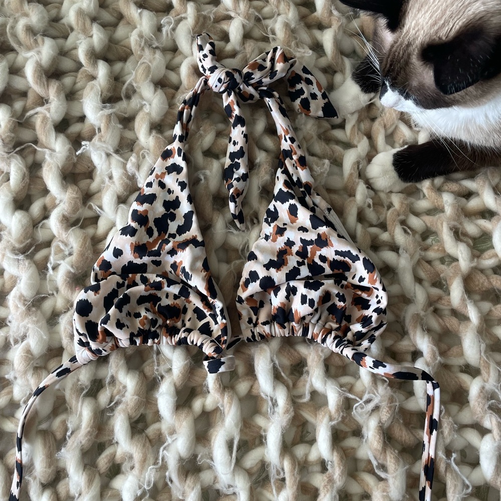 Cheetah print tie up bikini top